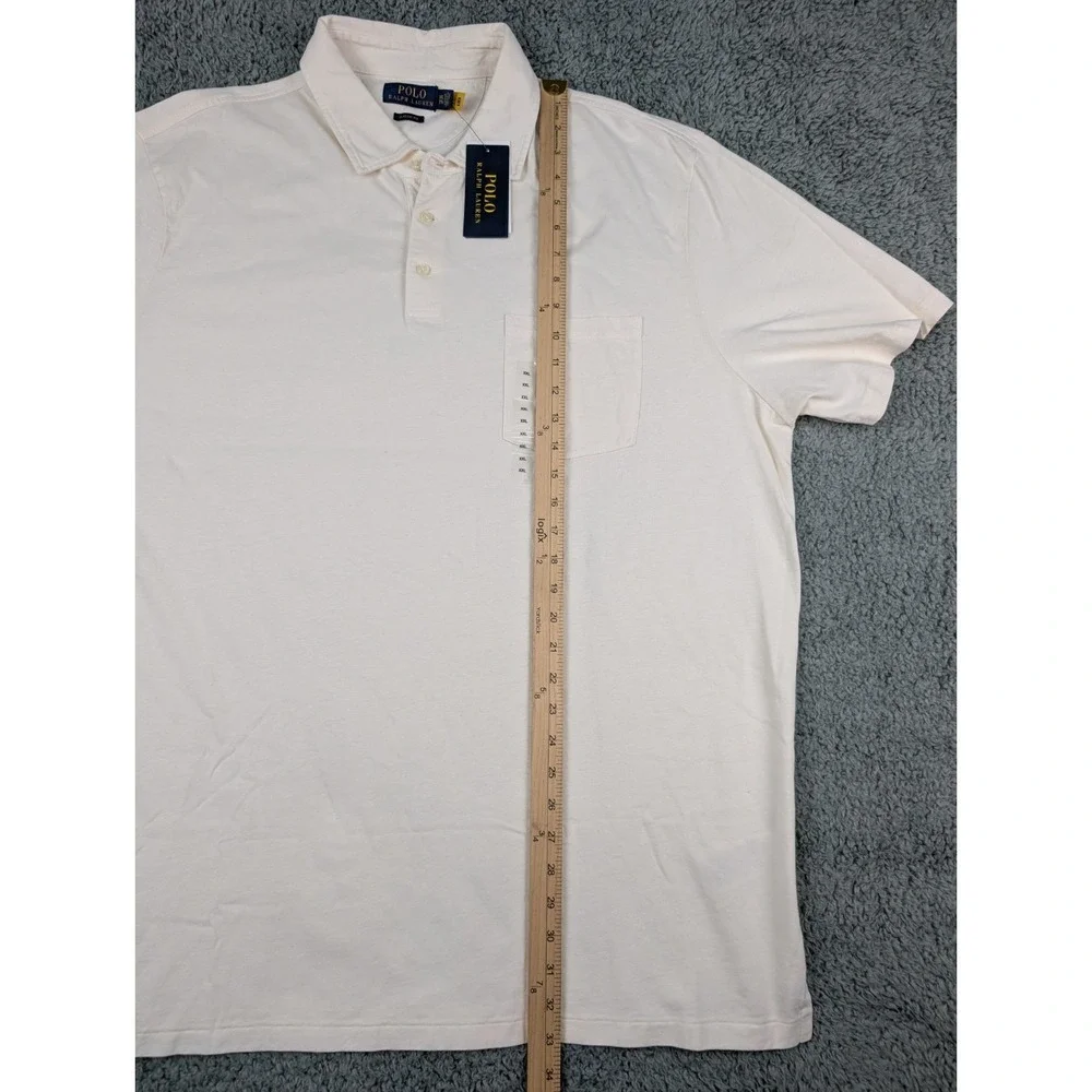 Polo Ralph Lauren Chic Cream Polo Shirt Men's XXL Cotton/Linen Blend Pocket New!